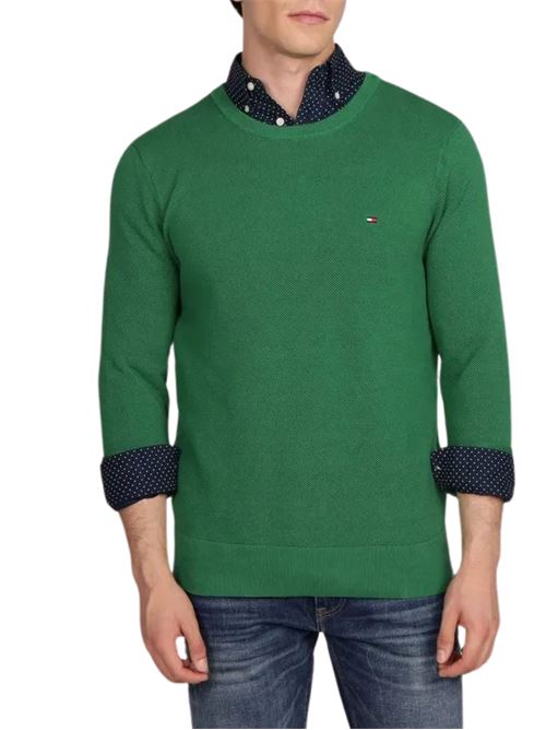 Maglioncino uomo verde in cotone Tommy Hilfiger | MW0MW36347L4F